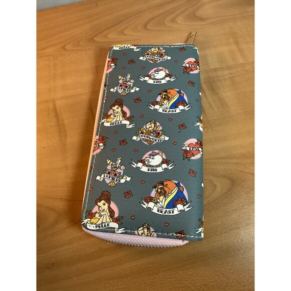 Disney Beauty And The Beast Zip Around Clutch Tattoo Style Print 8x4” - Picture 3 of 7